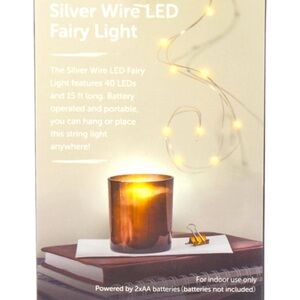 Silver Wire LED Fairy Lights Warm White LED Lights 15 Feet Brilliant Innovations